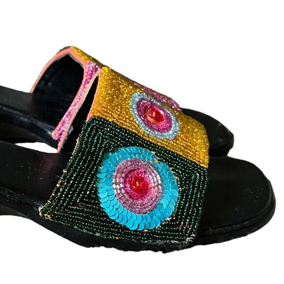 RARE Beaded Italian chunky colorful sandals Size 8.5 iUS / 39 EU GUC - Picture 10 of 16